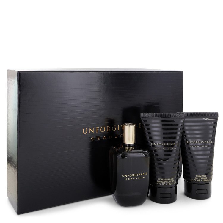 Unforgivable by Sean John Gift Set -- 4.2 oz Eau De Toilette Spray + 3.4 oz Shower Gel + 3.4 oz After Shave Balm (Men)