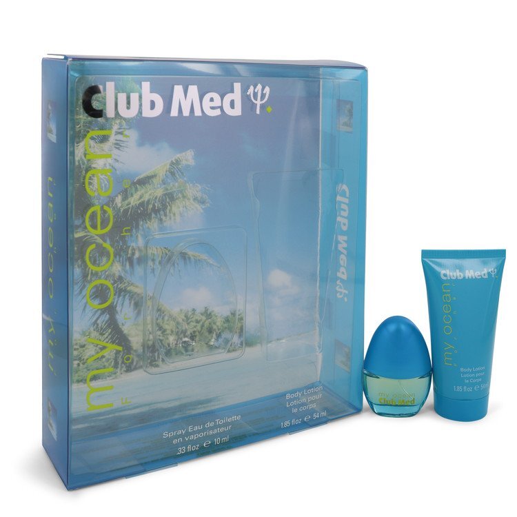 Club Med My Ocean by Coty Gift Set -- .33 oz Mini EDT Spray + 1.85 oz Body Lotion (Women)